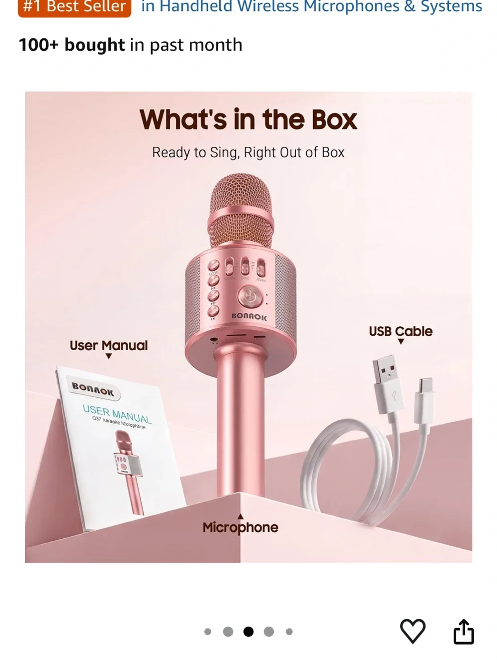 Rose Gold Bluetooth Wireless Handheld Microphone with Speaker